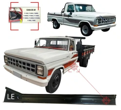 Caixa de Ar Ford F1000 Lado Esquerdo (Motorista) - Modelo Curto