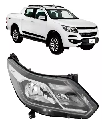 Farol Chevrolet S10 2017 ate 2024 Com Led - Friso Cromado Lado Direito