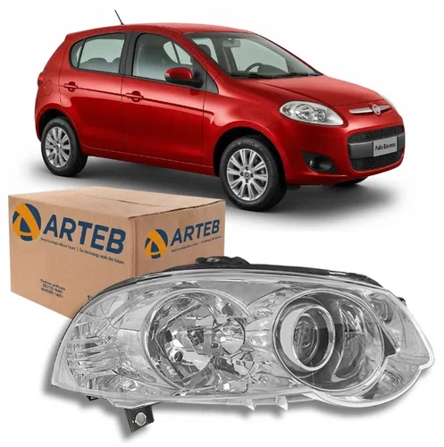Farol Fiat Palio 2008 a 2012 Foco Duplo Cromado - Lado Direito H1 / H1