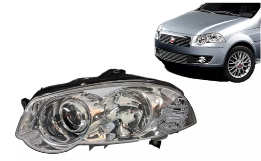 Farol Fiat Palio Preto Canhao Cromado Lado Esquerdo 2010 ate 2012