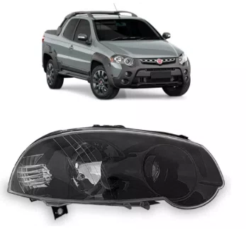 Farol Fiat Palio Canhao Preto Lado Direito 2010 ate 2012