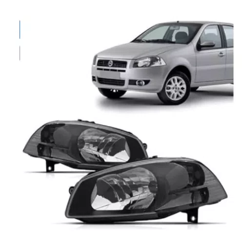 Farol Fiat Palio / Siena / Strada 2008 at 2014 Mascara Negra Simples Lado Esquerdo