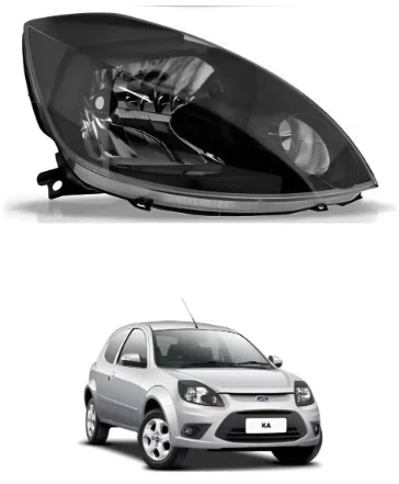 Farol Ford Ka 2008 ate 2014 Mascara negra Lado Direito/passageiro