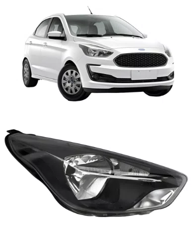 Farol Ford KA ano 2019 ate 2023 Mascara negra Lado Direito