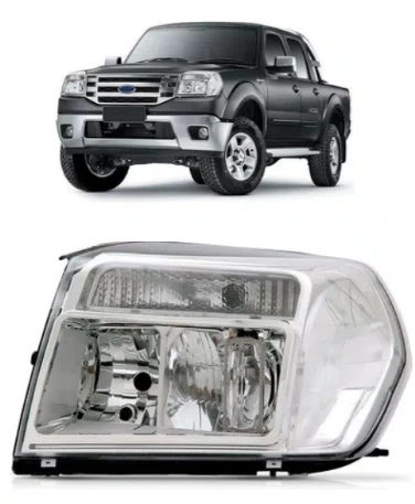 Farol Ford Ranger ano 2010 at 2012 Cromado Lado Esquerdo