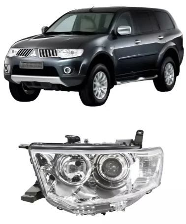 Farol Mitsubishi L200 Triton 2013 a 2017 / Pajero dakar 2009 a 2015 cromado Lado esquerdo