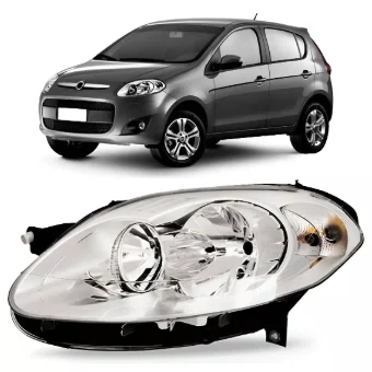 Farol Principal Fiat Palio Mascara Duplo Cromado Lado Esquerdo de 2012 ate 2017