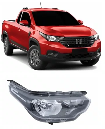 Farol Principal Fiat Strada Mascara Negra / Sem Led Lado Direito de 2020 ate 2025