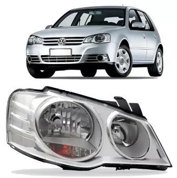 Farol Principal Golf Mascara Cromada Lado Esquerdo 2006 Ate 2013