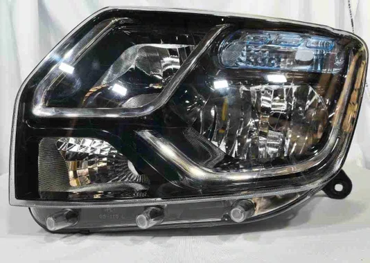 Farol Renault Duster Com Cupula Azul Mascara Negra Lado Esquerdo 2015 Ate 2020