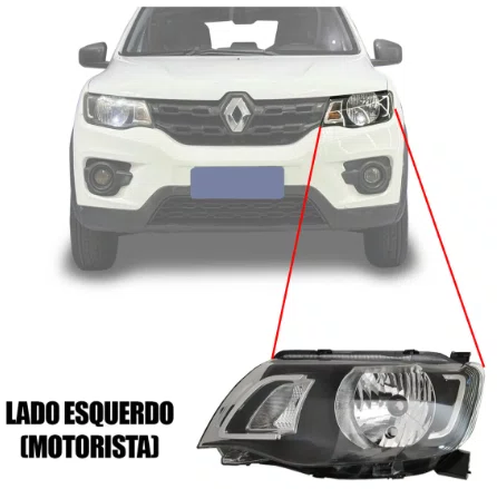 Farol Renault Kwid ano 2017 ate 2021 Lado Esquerdo