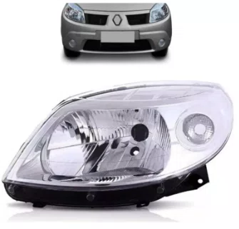 Farol Renault Sandero 2008 at 2011 Cromado Lado Esquerdo