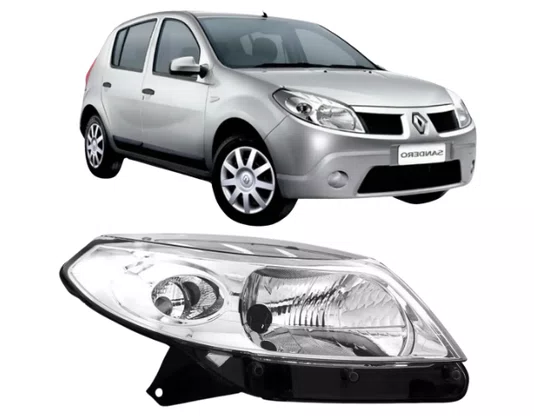 Farol Renault Sandero 2008 ate 2011 Cromado Lado Direito