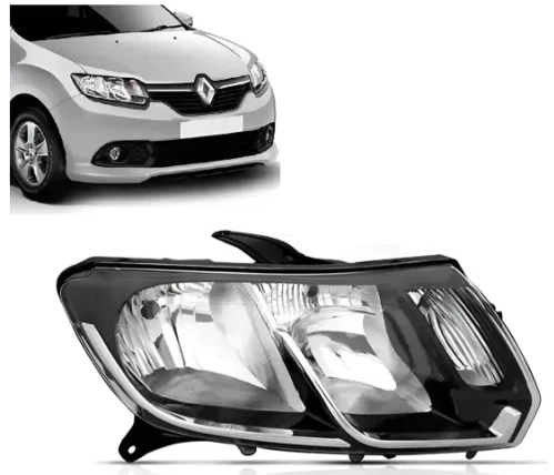 Farol Renault Sandero/Logan Mascara Negra lado Direito 2015 ate 2020