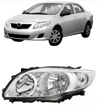 Farol Toyota Corolla 2008 ate 2011 Foco Duplo Mascara Cromada Esquerdo/motorista