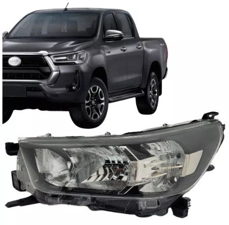 Farol Toyota Hilux 2021 ate 2025 Lado Esquerdo sem Led Mascara Negra