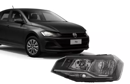 Farol VolksWagen Polo com Friso Cromado para 04 Lampada Lado Esquerdo 2018 ate 2022.