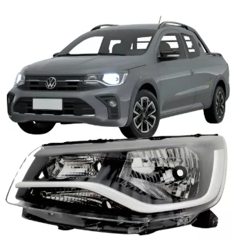 Farol Volkswagen Saveiro Robust G9 2023 at 2025 Friso Cinza Lado Esquerdo