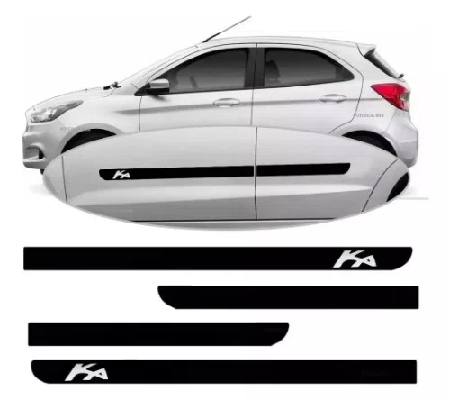 Friso Lateral Preto - Ford Ka 4 Portas (2015 a 2021)