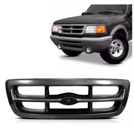 Grade do Radiador Ford Ranger 1998 a 2004 Preta Verso 4x2 | Grade Frontal Padrao Original