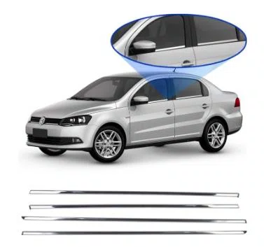 Jogo de Apliques de Pestana (Frisos de Janela) Cromados  VW Gol G5 / G6 (4 Portas)