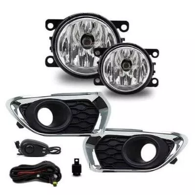 KIT FAROL AUXILIAR SANDERO 2015 A 2019 MOLDURA CROMADA BOTAO UNIVERSAL