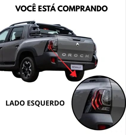 Lanterna Traseira para Renault Oroch dos anos 2022 a 2025, Fume e lado esquerdo.