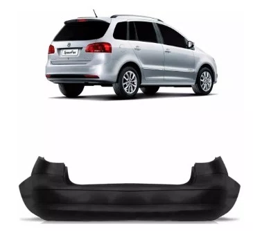 Para-choque Traseiro Preto Liso - VW SpaceFox G2 2010 ate 2014