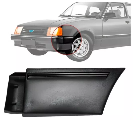 Ponteira do Para-choque Dianteiro Esquerdo Preto Texturizado Chevette (1987 a 1993)