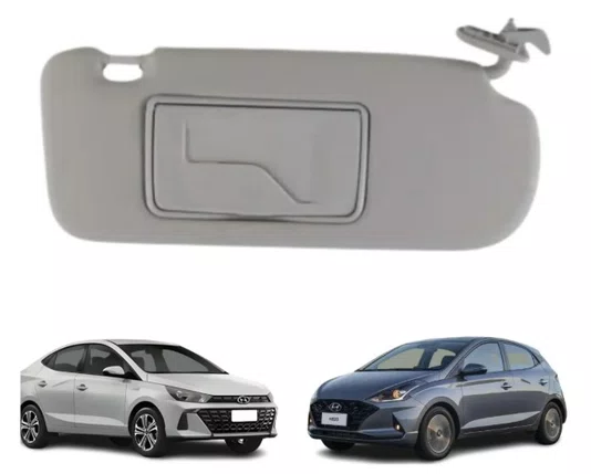 Quebra-Sol Hyundai HB20 - Lado Direito Cinza com Espelho (2012 a 2019)