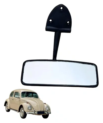Retrovisor Interno Fusca 1975 a 1996 Modelo 3 Furos - Acabamento Preto