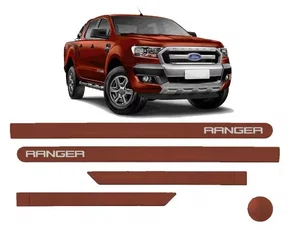 Friso Lateral Personalizado Vermelho Toscana - Ford Ranger Nova (Cabine Dupla)
