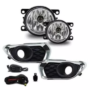 KIT FAROL AUXILIAR SANDERO 2015 A 2019 MOLDURA CROMADA BOTAO UNIVERSAL