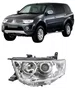 Farol Mitsubishi L200 Triton 2013 até 2017 / Pajero dakar 2009 até 2015 cromado Lado esquerdo